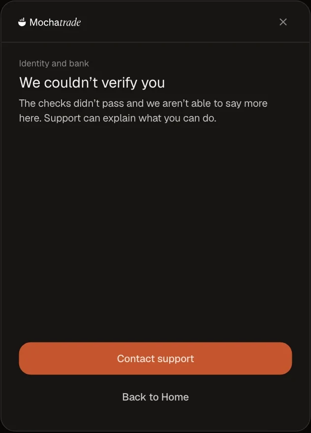 Mochatrade on the web: when verification fails